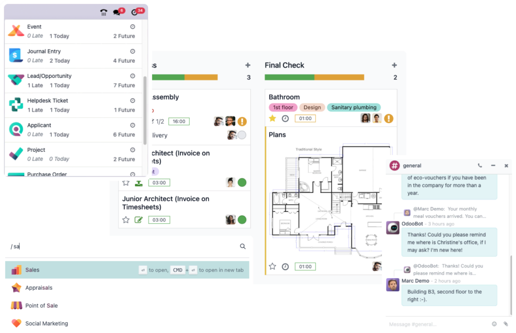 giao diện phần mềm odoo